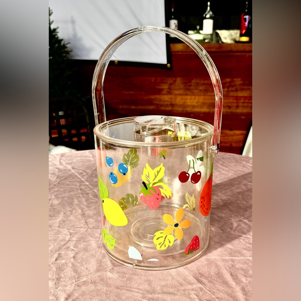Clear Acrylic Ice Bucket with Fruit Design